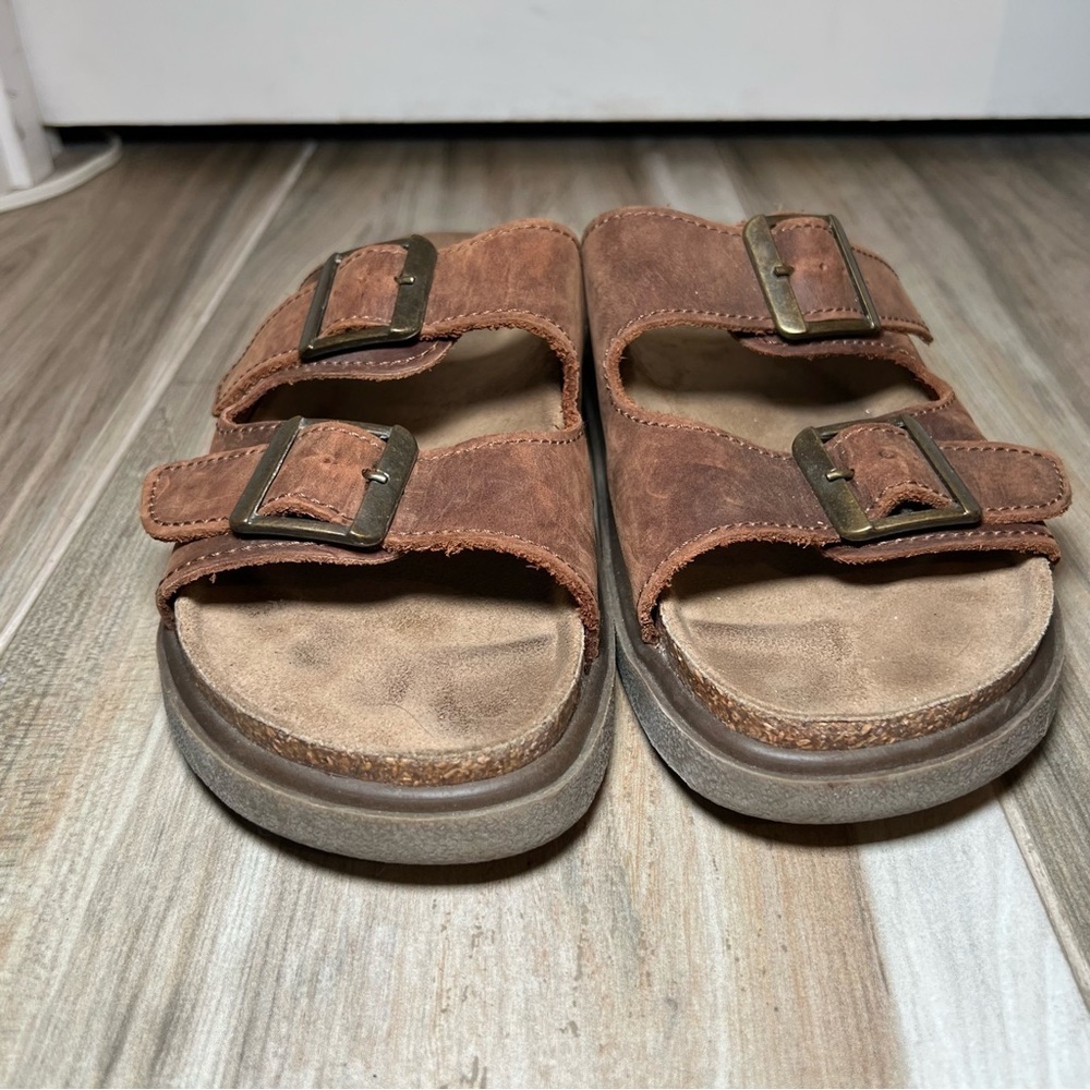 GH Bass & Co Made in Italy Men’s Double Strap Brown Leather Sandals Mens Size 10 - Picture 2 of 12